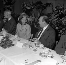 Chatting after dinner at a social function at Spillers Foods, Gainsborough, Lincolnshire, 1962. Creator: Michael Walters