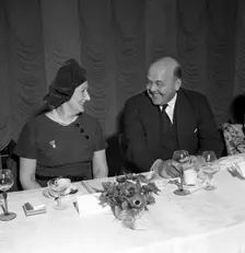 Chatting after dinner at a social function at Spillers Foods, Gainsborough, Lincolnshire, 1962. Creator: Michael Walters