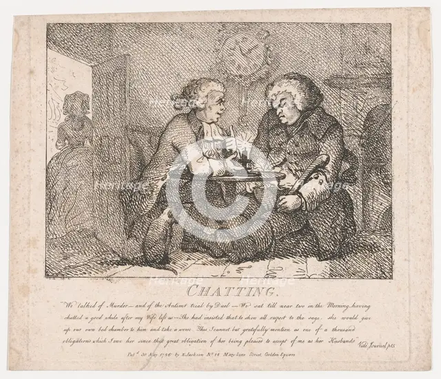 Chatting (Picturesque Beauties of Boswell, Part the First), May 30, 1786., May 30, 1786. Creator: Thomas Rowlandson.