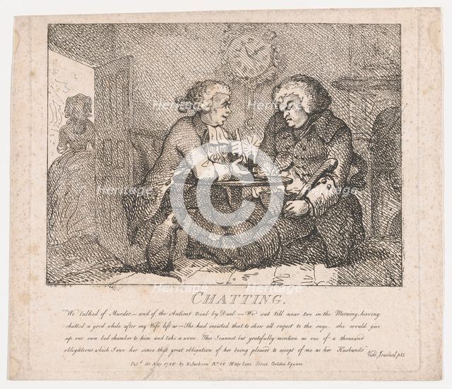 Chatting (Picturesque Beauties of Boswell, Part the First), May 30, 1786., May 30, 1786. Creator: Thomas Rowlandson.