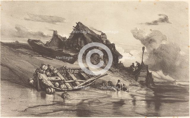 Chaumières de pêcheurs, c. 1844. Creator: Eugene Isabey.