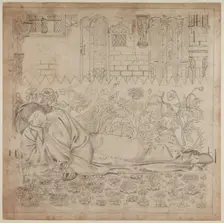 Chaucer's Legend of Good Women - Chaucer Asleep, 1864. Creator: Sir Edward Coley Burne-Jones