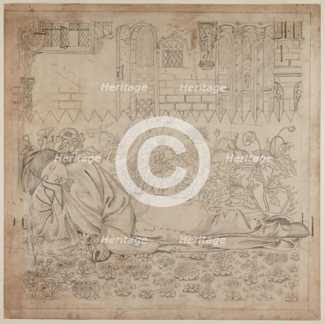 Chaucer's 'Legend of Good Women' - Chaucer Asleep, 1864. Creator: Sir Edward Coley Burne-Jones.