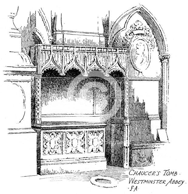 Chaucer's tomb, Westminster Abbey, London, 1912.Artist: Frederick Adcock
