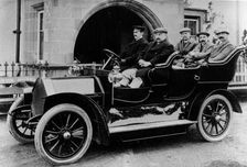 Chauffeur Charlie Keith at the wheel of a Humber, c1907