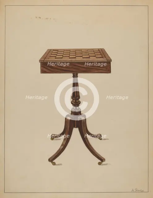 Checker Table, 1936. Creator: Nicholas Gorid.