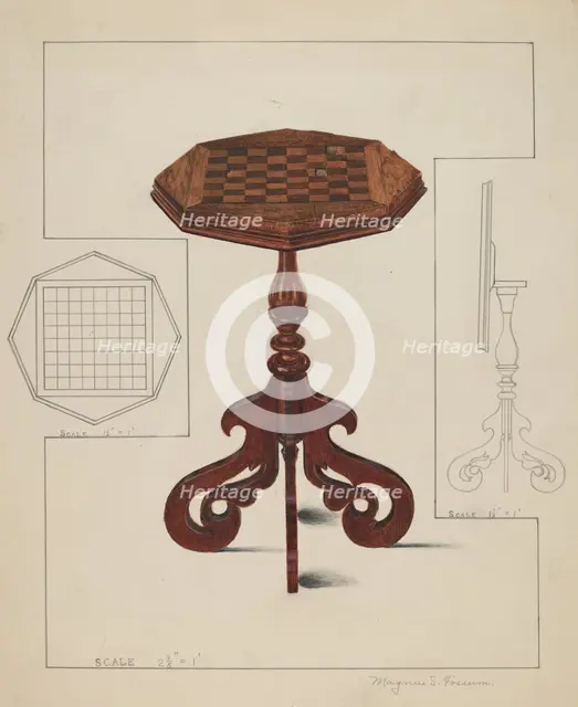 Checker-board Table-tilt Top, c. 1936. Creator: Magnus S. Fossum.