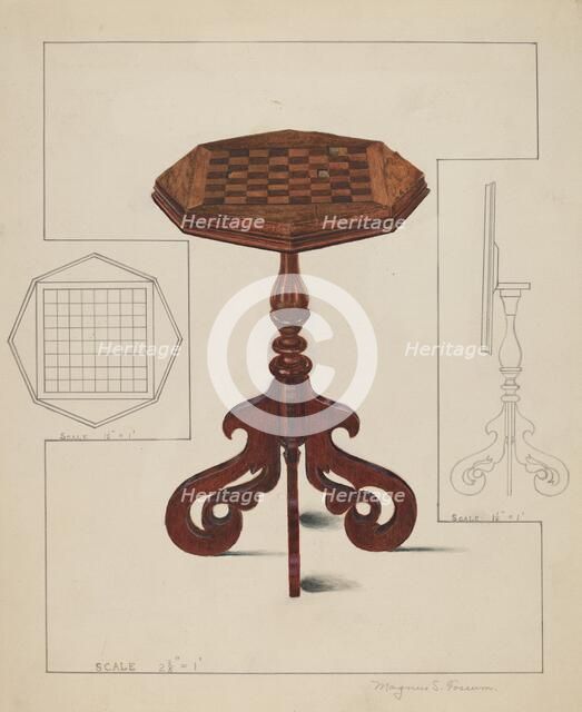 Checker-board Table-tilt Top, c. 1936. Creator: Magnus S. Fossum.
