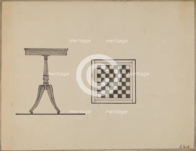 Checkerboard Table, 1936. Creator: Nicholas Gorid.