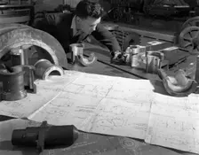 Checking finished castings at AT Green & Sons Ltd foundry, Rotherham, South Yorkshire, 1963. Creator: Michael Walters