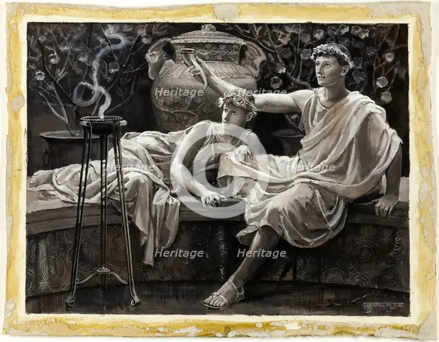 Checking His Love Trance, a Cup He Took Full Brimm'd, 1885. Creator: Will H. Low.
