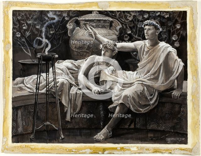 Checking His Love Trance, a Cup He Took Full Brimm'd, 1885. Creator: Will H. Low.