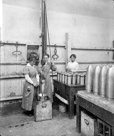 Checking Shells, Cunard Shell Works, Birkenhead, Merseyside, 1917. Artist: Bedford Lemere and Company