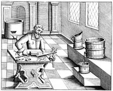 Checking the quality of saltpetre (nitre, potassium nitrate, or KN03), 1683. Creator: Unknown