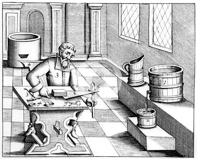 Checking the quality of saltpetre (nitre, potassium nitrate, or KN03), 1683. Creator: Unknown.