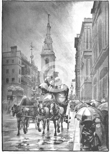 'Cheapside - A Rainy Day', 1891. Creator: William Luker.