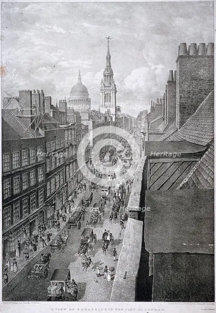 Cheapside, London, 1823. Artist: Thomas Mann Baynes