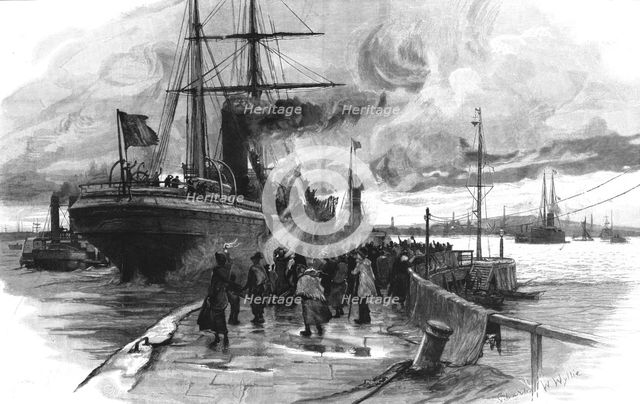 ''"Cheer Boys Cheer" -- An Emigrant Ship Leaving Harbour.', 1891. Creator: Charles William Wyllie.