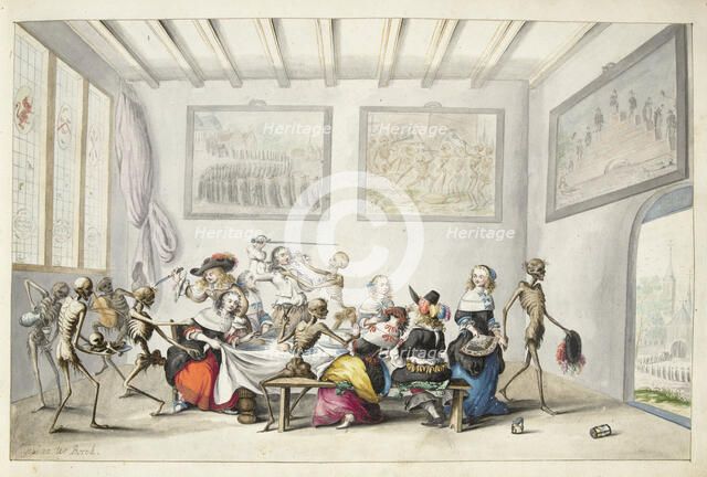 Cheerful company interrupted by death, 1660. Creator: Gesina ter Borch.