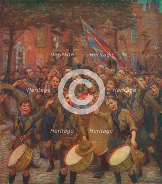 'Cheering the Chief Scout', c1914 (1928). Artist: William Holt Yates Titcomb.