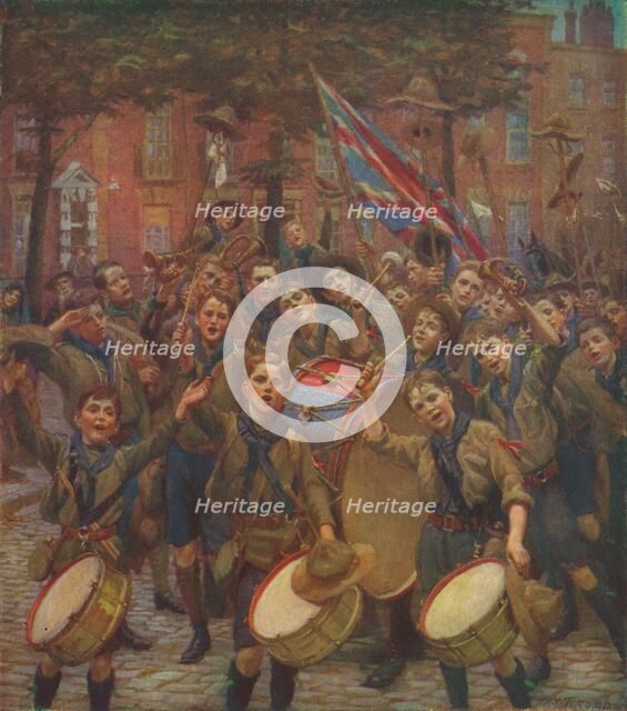 'Cheering the Chief Scout', c1914 (1928). Artist: William Holt Yates Titcomb.