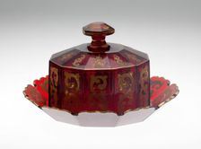 Cheese Dish and Cover, Bohemia, 19th century. Creator: Bohemia Glass