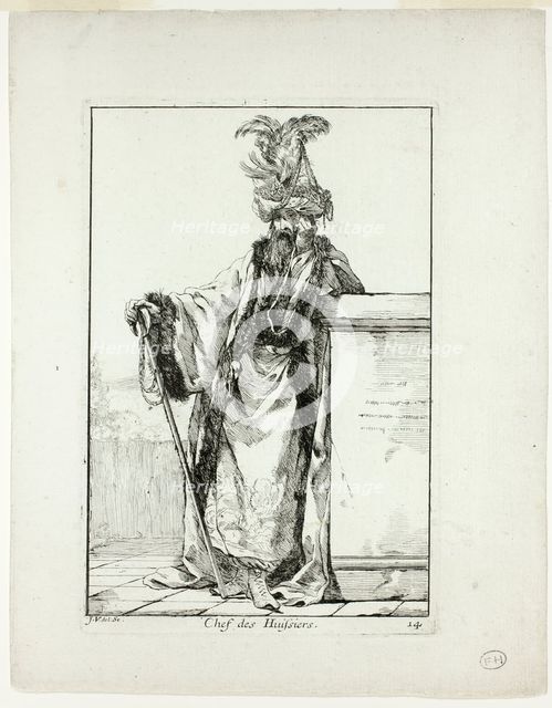 Chef des Huissiers, plate fourteen from Caravanne du Sultan à la Mecque, 1748. Creator: Joseph-Marie Vien the Elder.