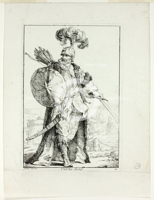 Chef des Spahis, plate two from Caravanne du Sultan à la Mecque, 1748. Creator: Joseph-Marie Vien the Elder.