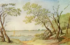 Chelsea Bridge from Millbank 1790, (1943). Creator: Joseph Farington