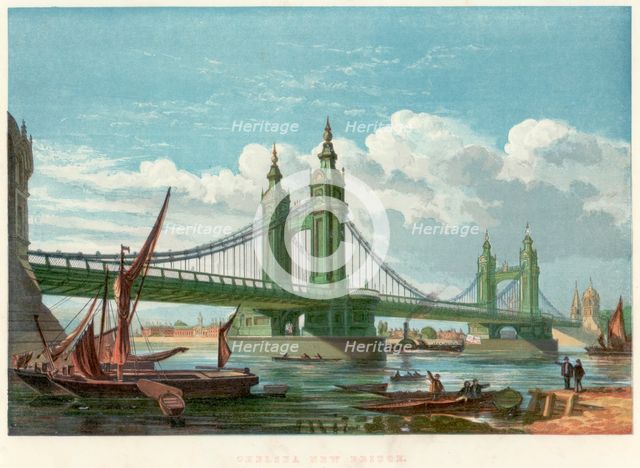 Chelsea Bridge, London, 1858. Creator: Unknown.