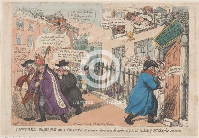 Chelsea Parade or a Croaking Member Surveying The Inside Outside and Backside of ..., March 4, 1809. Creator: Thomas Rowlandson.