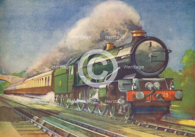 Cheltenham Flyer, G.W.R., picking up water at Goring', 1940. Artist: Unknown.