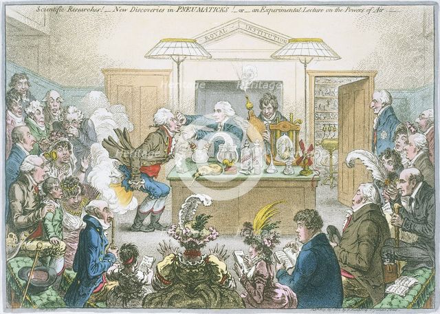 Chemical lecture, 1802. Creator: James Gillray.