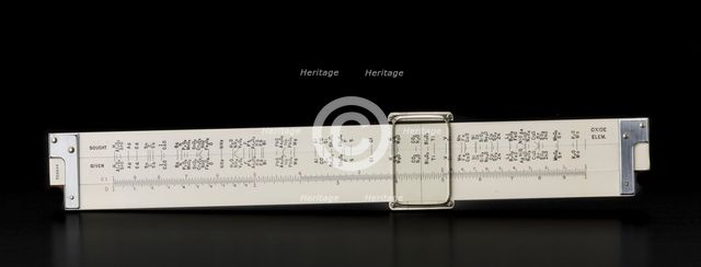 Chemical slide rule owned by Sally Ride, ca. 1970. Creator: Keuffel & Esser Co..