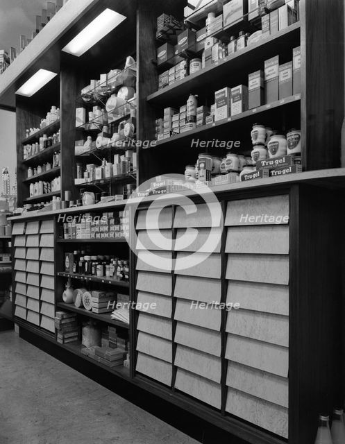 Chemist's shop interior, Armthorpe, near Doncaster, South Yorkshire, 1961. Creator: Michael Walters.