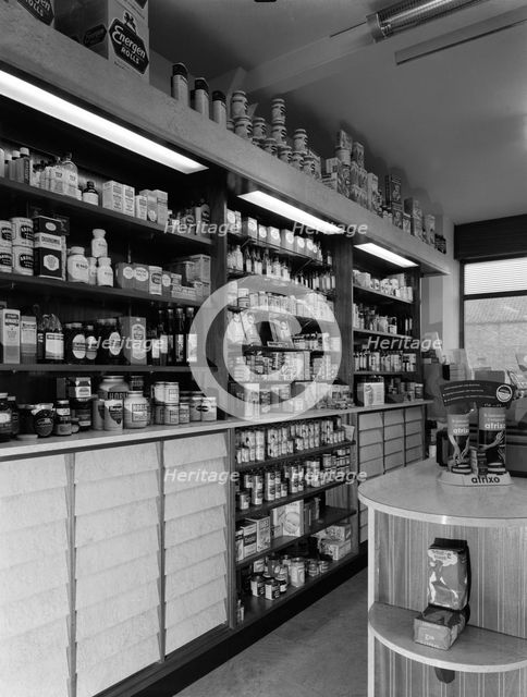 Chemist's shop interior, Armthorpe, near Doncaster, South Yorkshire, 1961. Creator: Michael Walters.