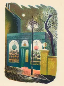Chemist Shop at Night 1938, (1946). Artist: Eric Ravilious
