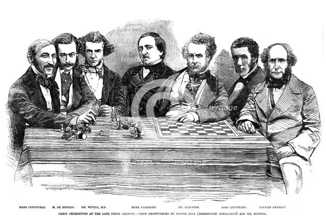 Chess celebrities at the late chess meeting, 1855. Artist: Unknown