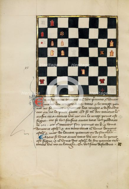 Chess Problem; Book of Chess Problems, late 14th century. Creator: Unknown.