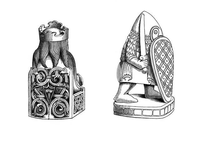Chessmen, 12th century, (1843).Artist: Henry Shaw