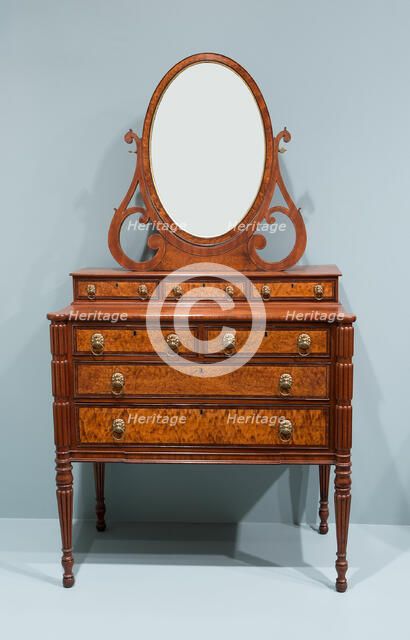 Chest of Drawers with Dressing Glass, c. 1815. Creator: Workshop of Thomas Seymour.