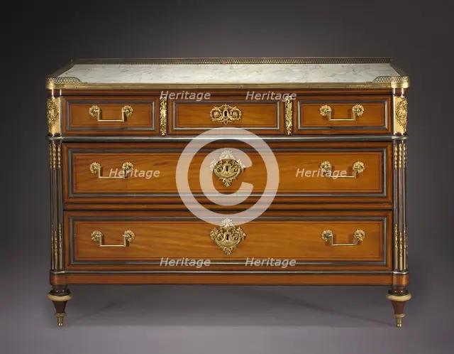 Chest of Drawers, c. 1775-1792. Creator: Claude-Charles Saunier (French, 1735-1807), attributed to ; Pierre Joseph Désiré Gouthière (French, 1732-1813/14), mounts in the style of.