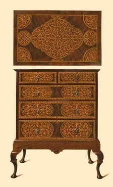 Chest of drawers inlaid with marquetry, 1905. Artist: Shirley Slocombe