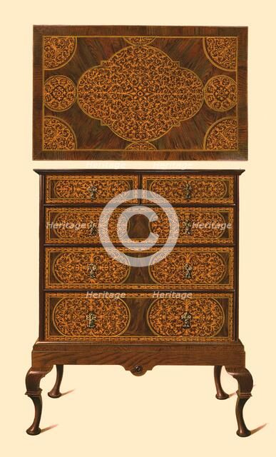 Chest of drawers inlaid with marquetry, 1905. Artist: Shirley Slocombe.