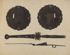 Chest Lock with Hasp, c. 1938. Creator: Al Curry