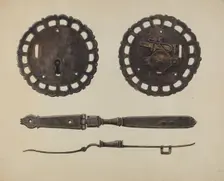Chest Lock and Hasp, c. 1938. Creator: Al Curry