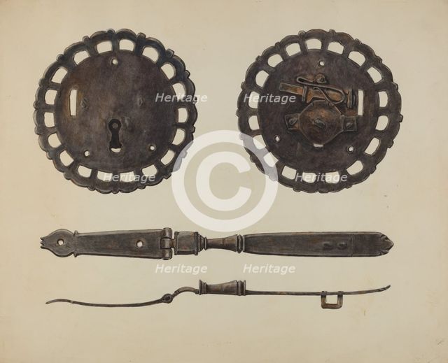 Chest Lock and Hasp, c. 1938. Creator: Al Curry.