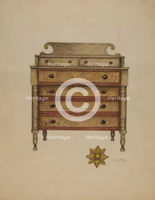 Chest-Mahogany, Pine & Maple, c. 1937. Creator: Eva Wilson.