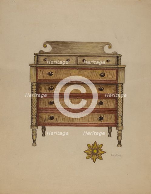 Chest-Mahogany, Pine & Maple, c. 1937. Creator: Eva Wilson.