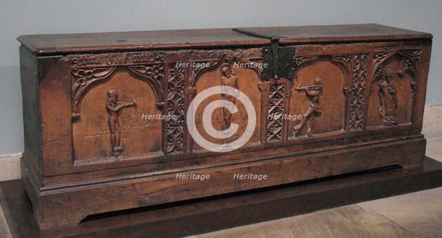 Chest with Relief Figures of Saints Sebastian and Blaise, Italian, early 16th century. Creator: Unknown.